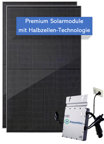 Balkonkraftwerk Dual Permium Solarmodule PERC Microwechselrichter Hoymiles HM 600 600 watt Balkonkraftwerk Stecker Solar
