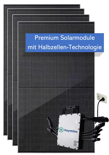 Balkonkraftwerk Quattro Guerillia Hoymiles Hm 1500 1300 Wp Plug & Play Solaranlage Premium Solarmodule PERC Full-black